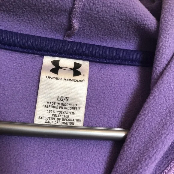 Under Armour Fleece Lined Hoodie Sweatshirt Purple/Lavender,Small UA Logo Size L - Picture 3 of 8